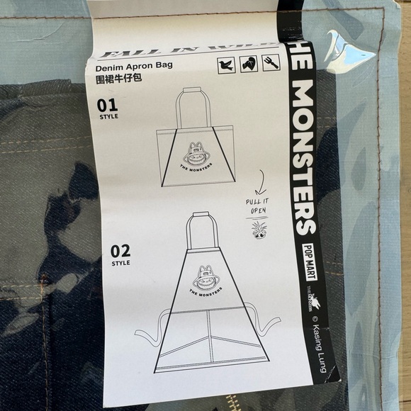 Pop Mart Labubu The Monster Denim Apron Bag - Picture 9 of 13